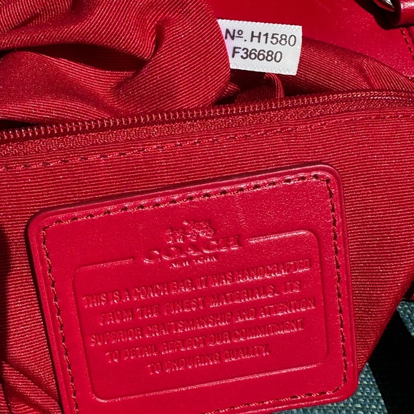 Coach Christie Carryall Leave Red Smooth Leather Satchel Removable Strap 14” - Picture 9 of 14